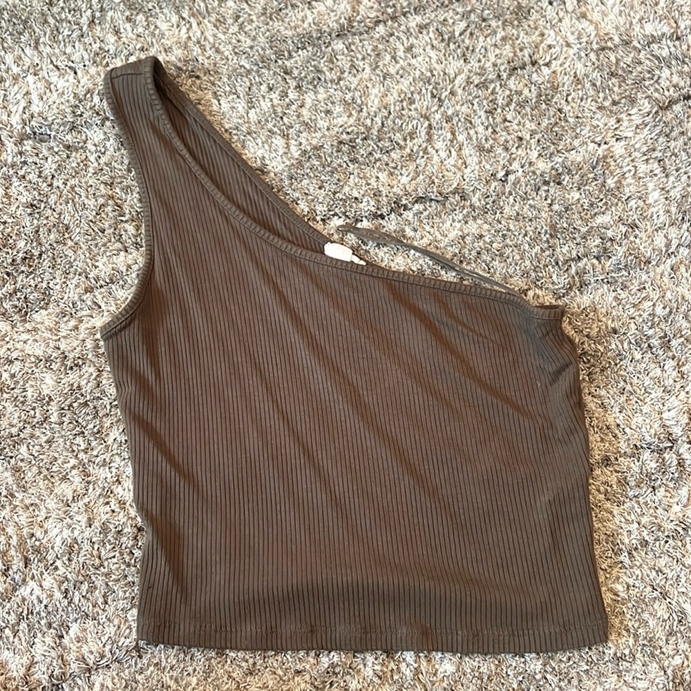 One strap green crop top